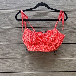 Red Floral Crop top and Skort Set